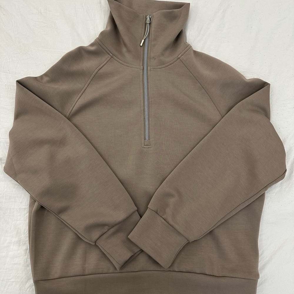 Stylish Taupe Half-Zip Sweatshirt
